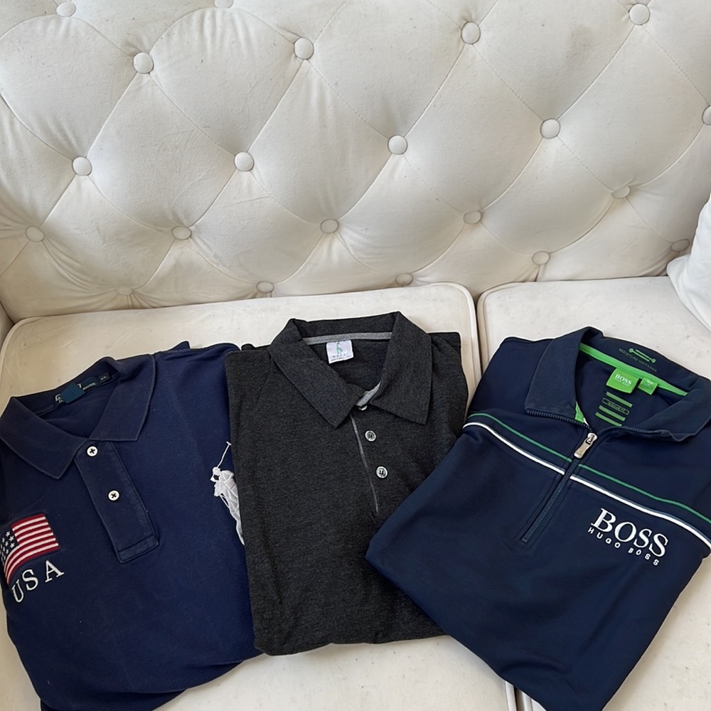 Trio of short sleeved polos. Size XL.